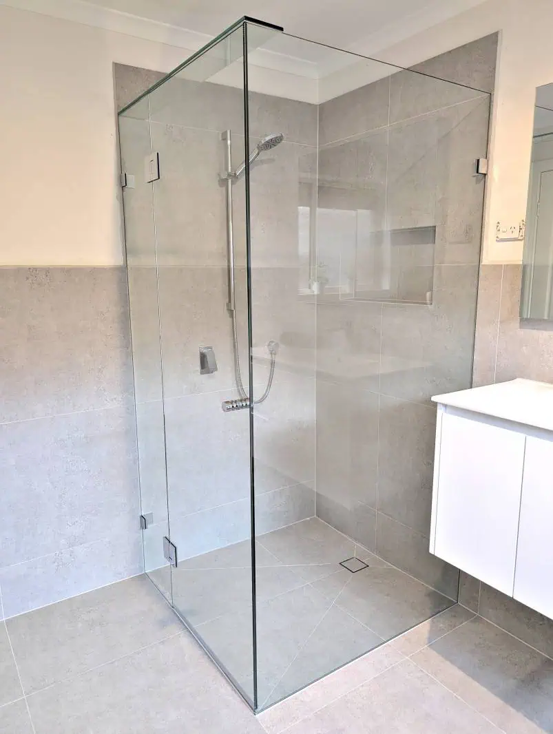 Chrome frameless shower screen installed in Keilor Downs bathroom