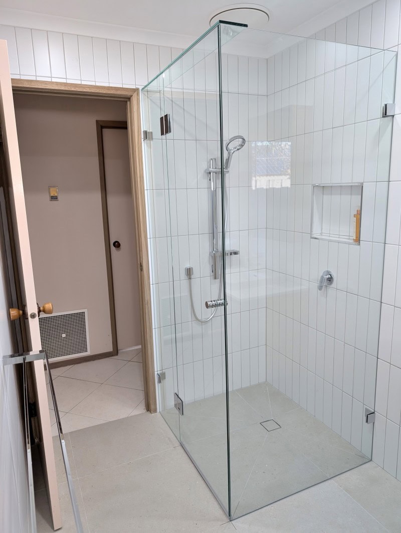 Frameless shower screen installed in Mill Park bathroom renovation