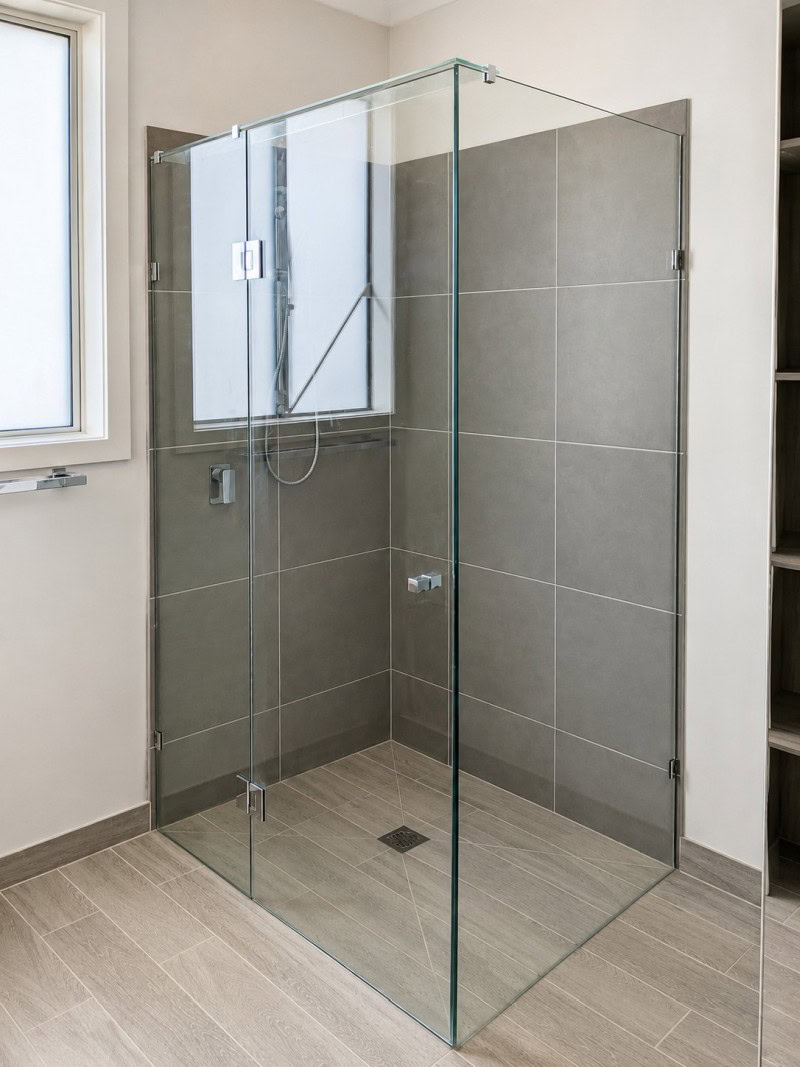 Frameless shower screen installed in Tarneit bathroom renovation
