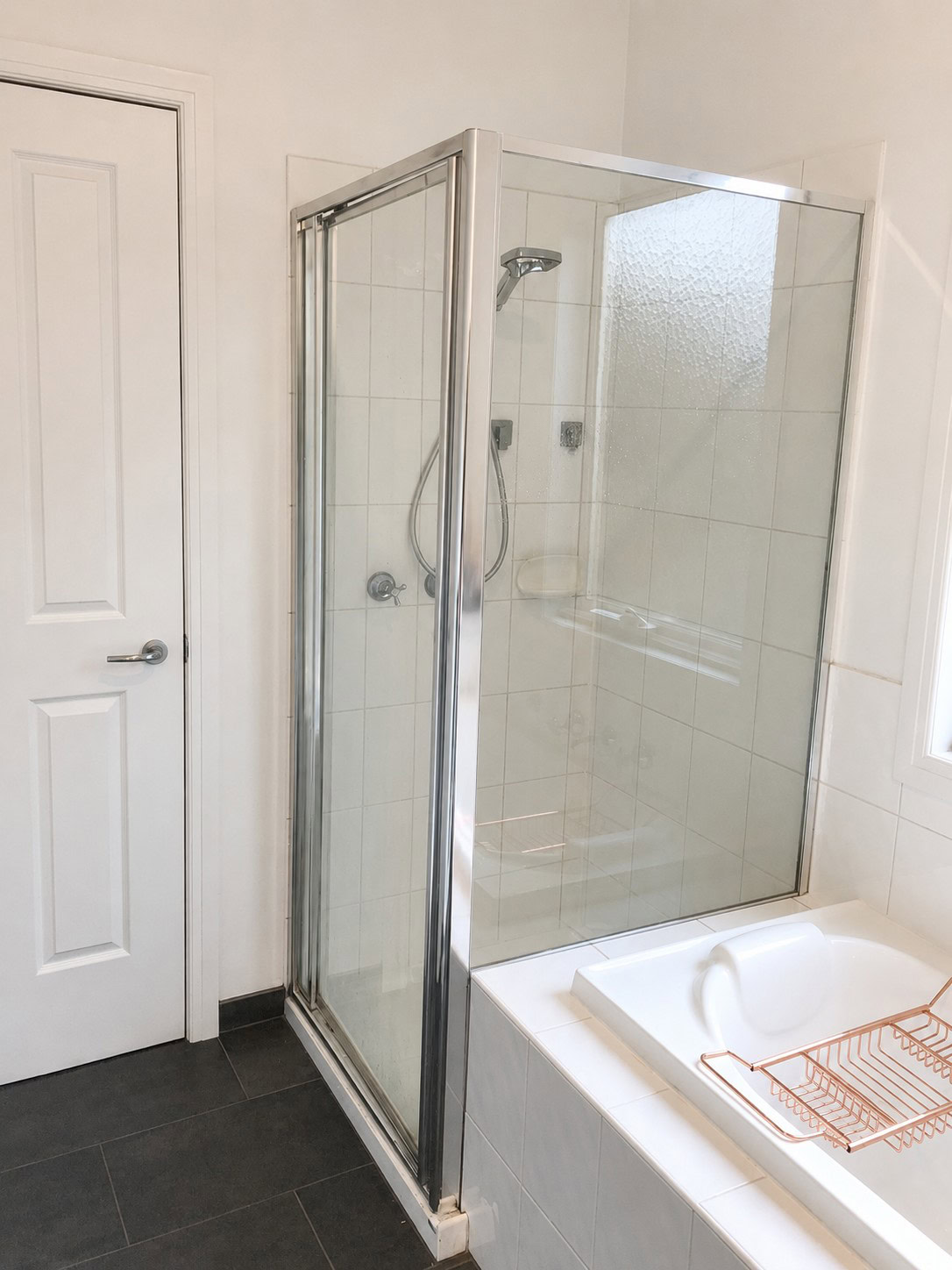Bathroom before shower screen replacement in Templestowe
