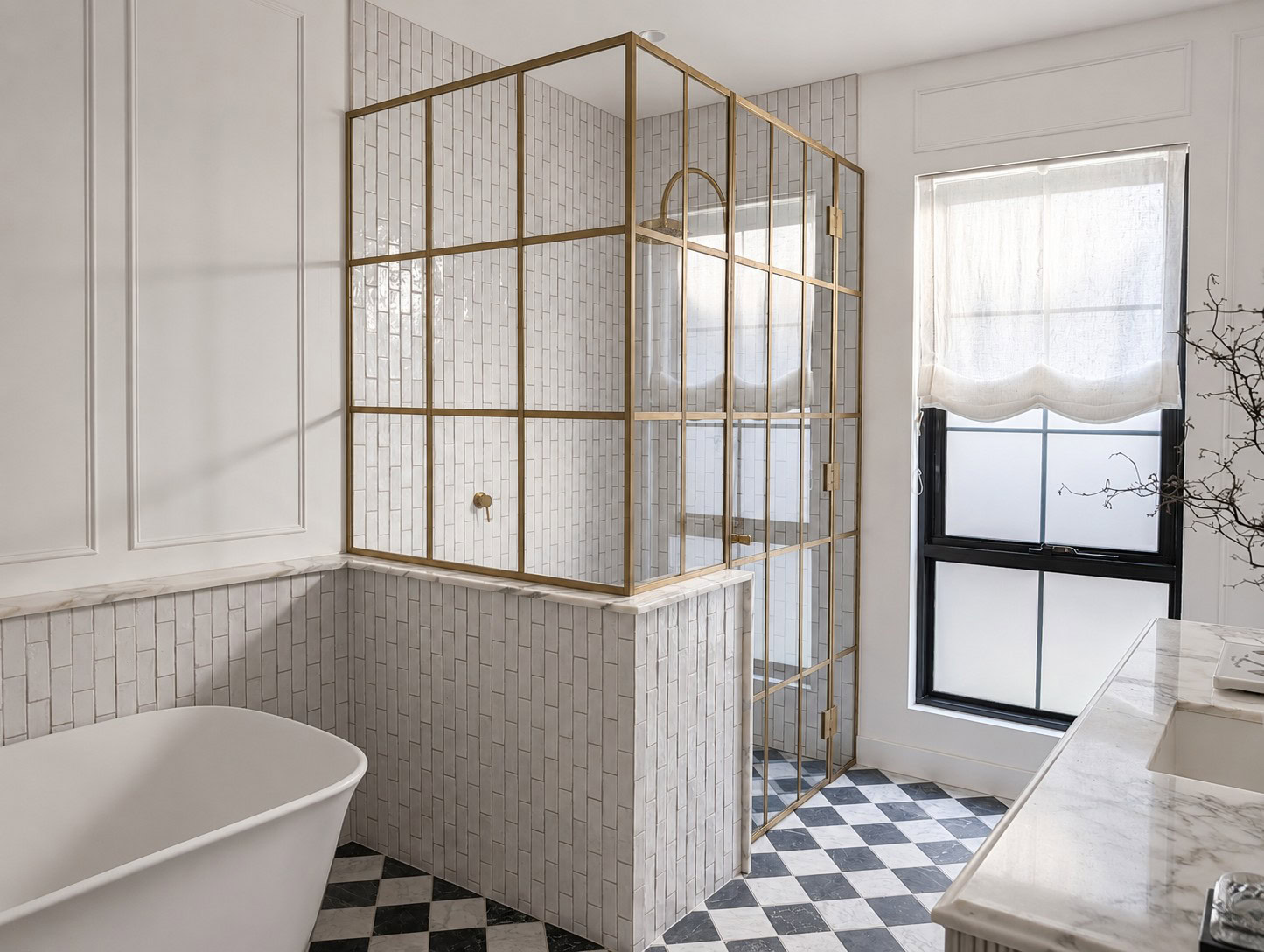 Alternate wide view of the completed raw brass and low iron glass enclosure