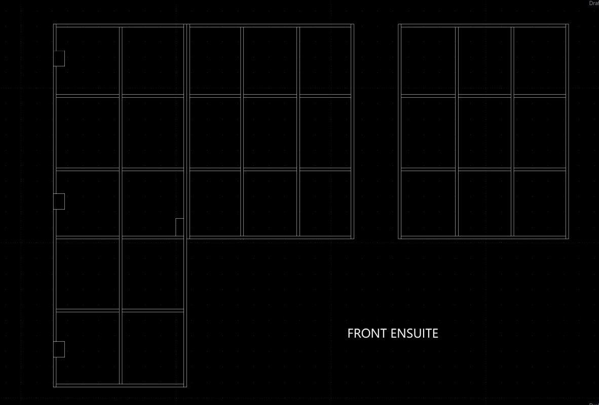 CAD drawing for the front ensuite custom raw brass shower screen in Point Cook