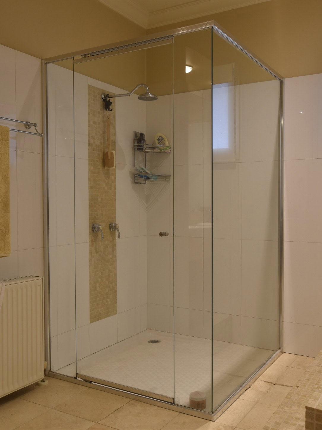 Original framed shower screen before replacement in Avondale Heights