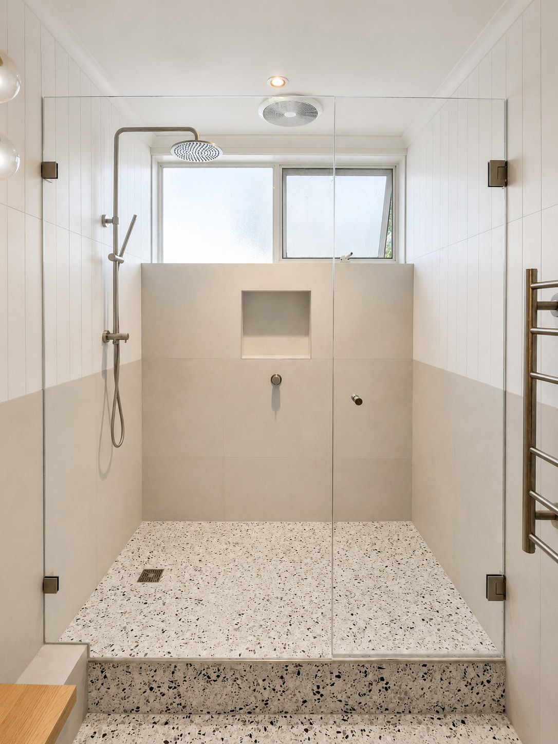 In-line frameless shower screen installed in Melbourne